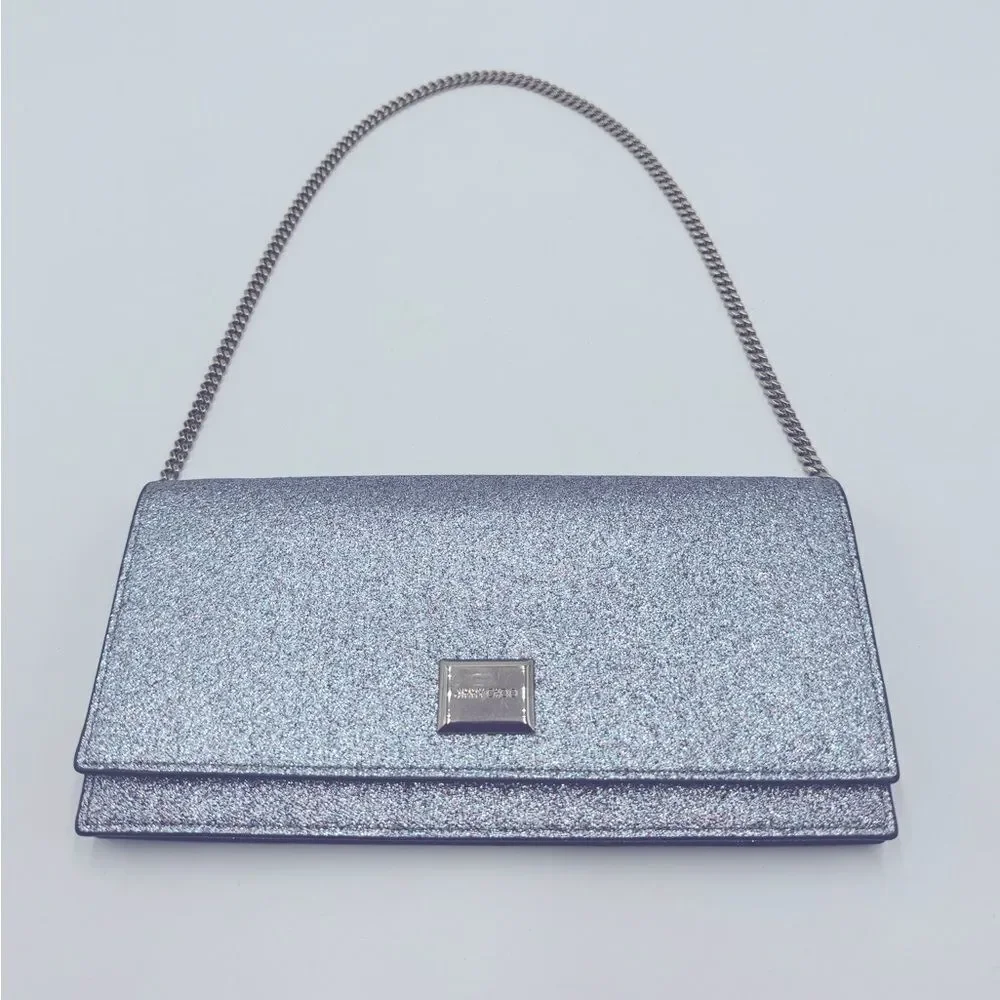 Auth Jimmy Choo Lilia Shadded Glitter Multicolor Fabric Clutch Preloved Purse